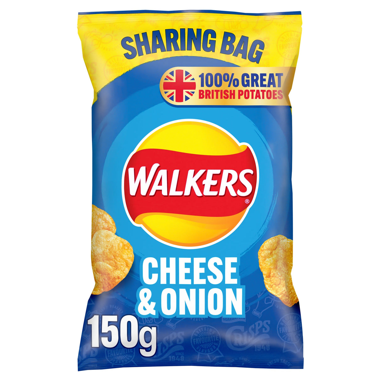 Walkers Glorious Cheese & Onion Flavour Potato Crisps 150 g