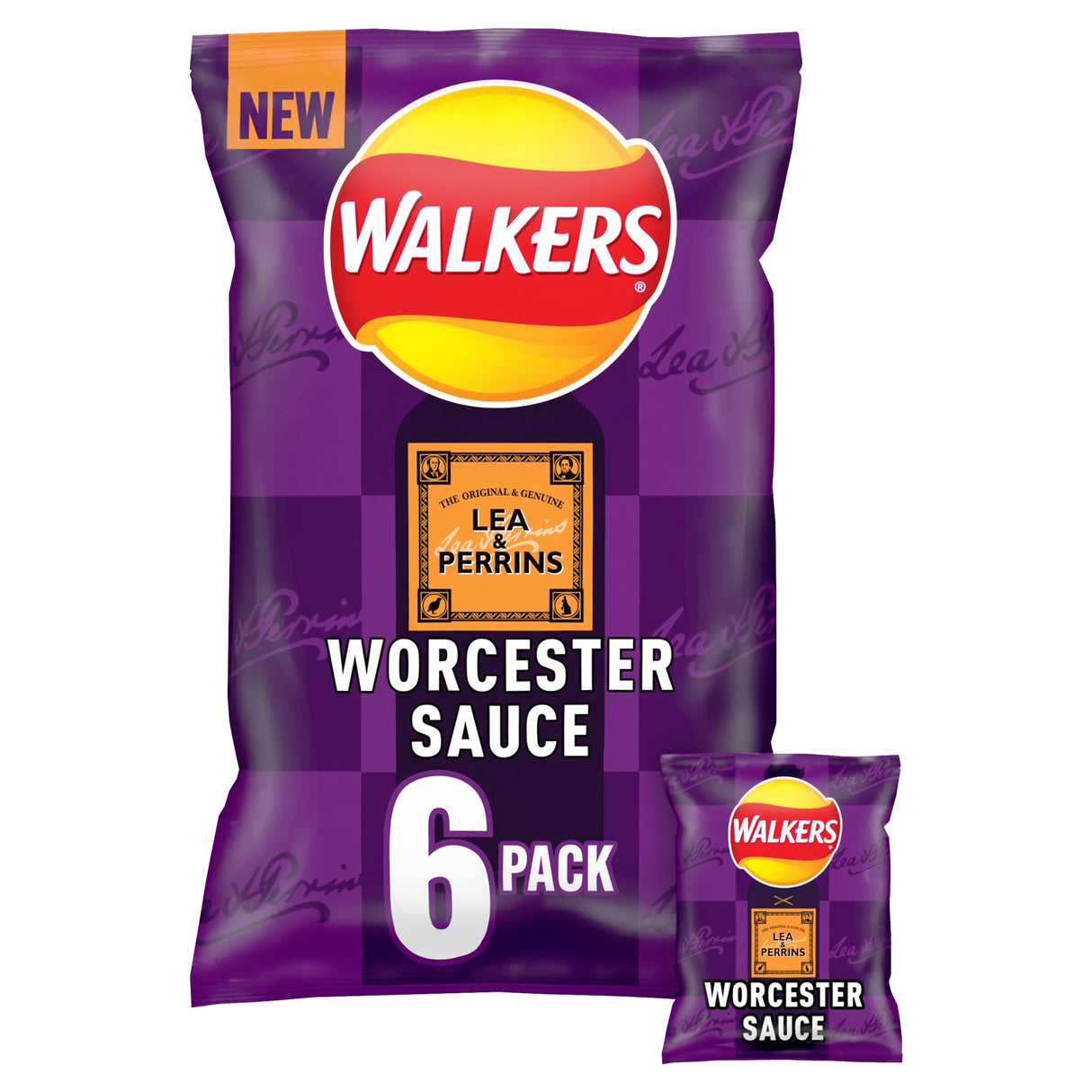 Walkers Lea & Perrins Worcestershire Sauce Multi-Pack Crisps 6 x 25 g