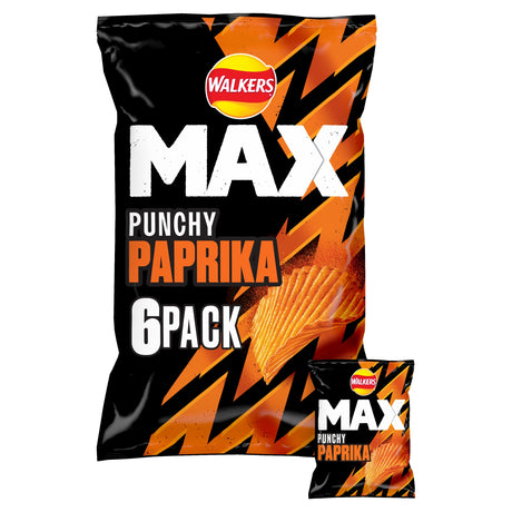 Walkers Max Paprika Crisps 6 x 27 g