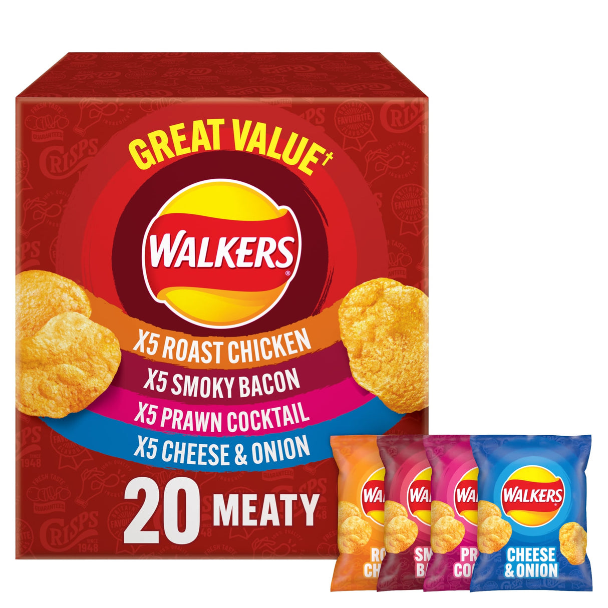 Walkers Meaty Variety Crisps 20 x 25 g