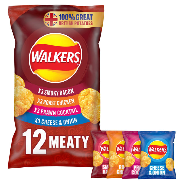 Walkers Meaty Variety Multi-Pack Crisps 12 x 25 g