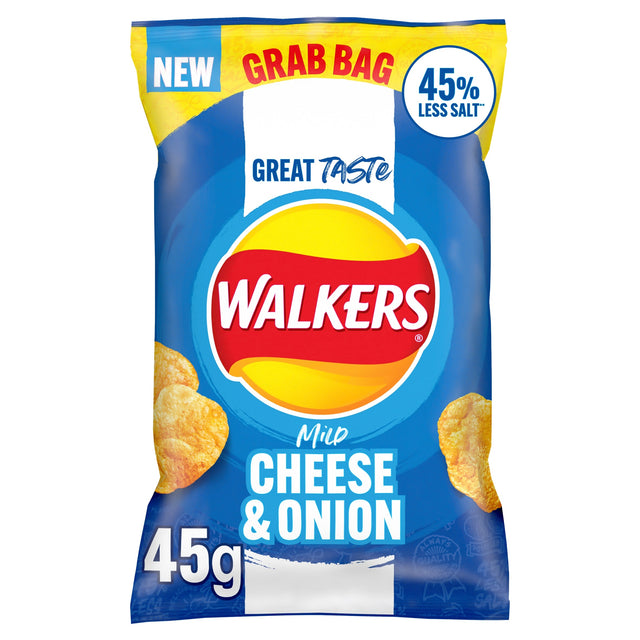 Walkers Mild Cheese & Onion Less Salt Grab Bag Crisps 45 g