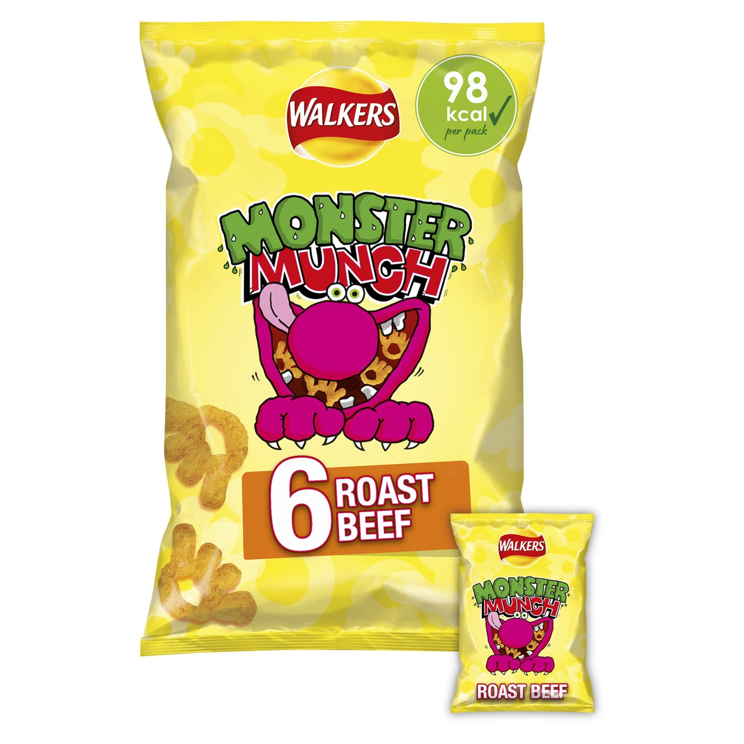 Walkers Monster Munch Roast Beef Multi-Pack Crisps 6 x 20 g