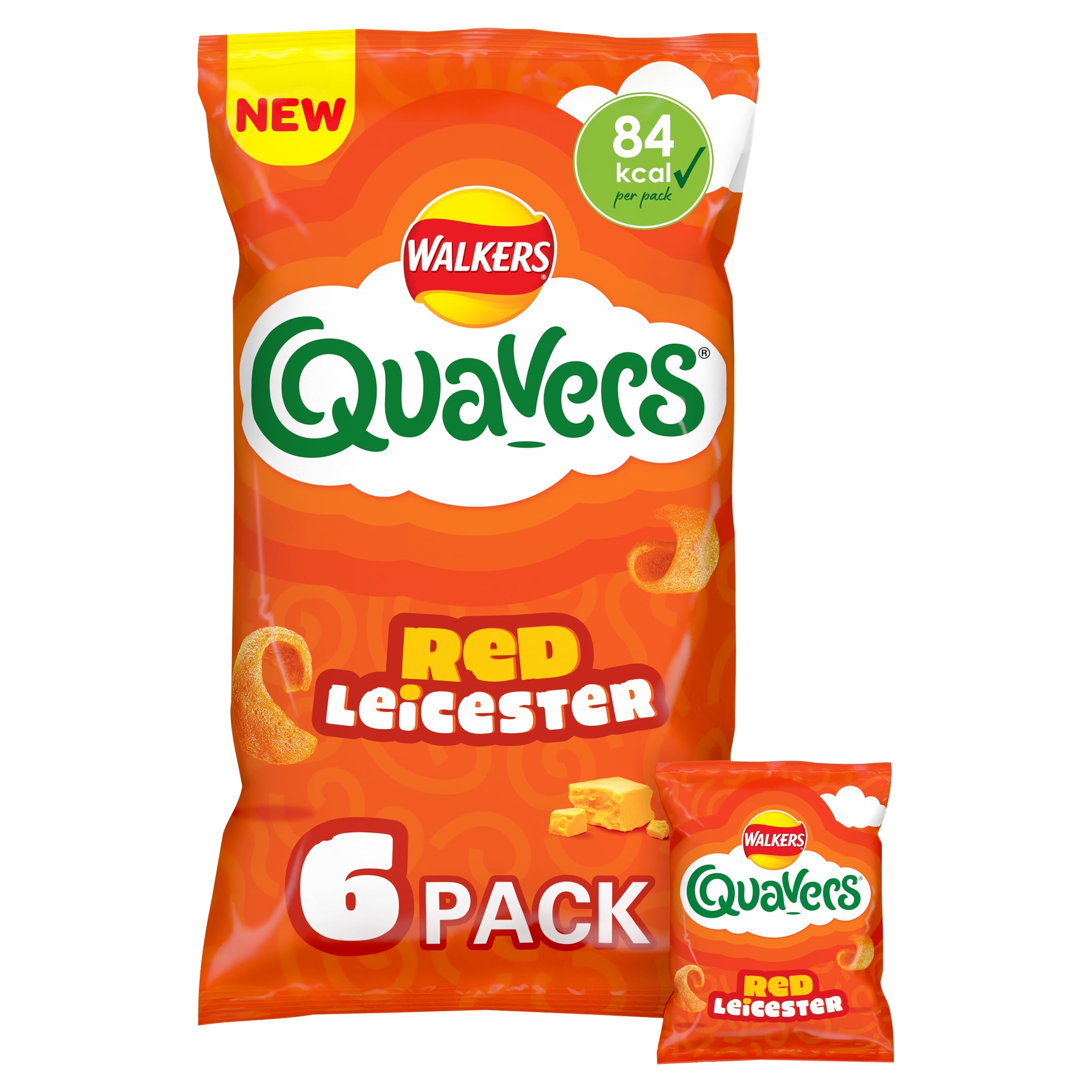 Walkers Quavers Red Leicester Multi-Pack Crisps 6 x 16 g