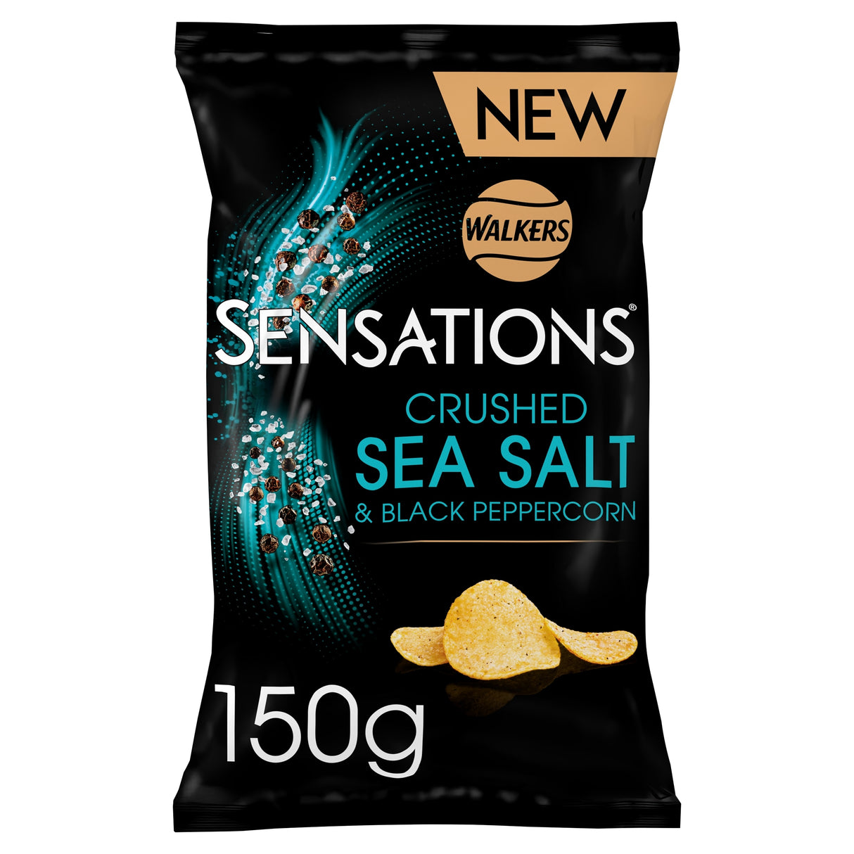 Walkers Sensations Crushed Sea Salt & Black Peppercorn Flavour Potato Crisps 150 g