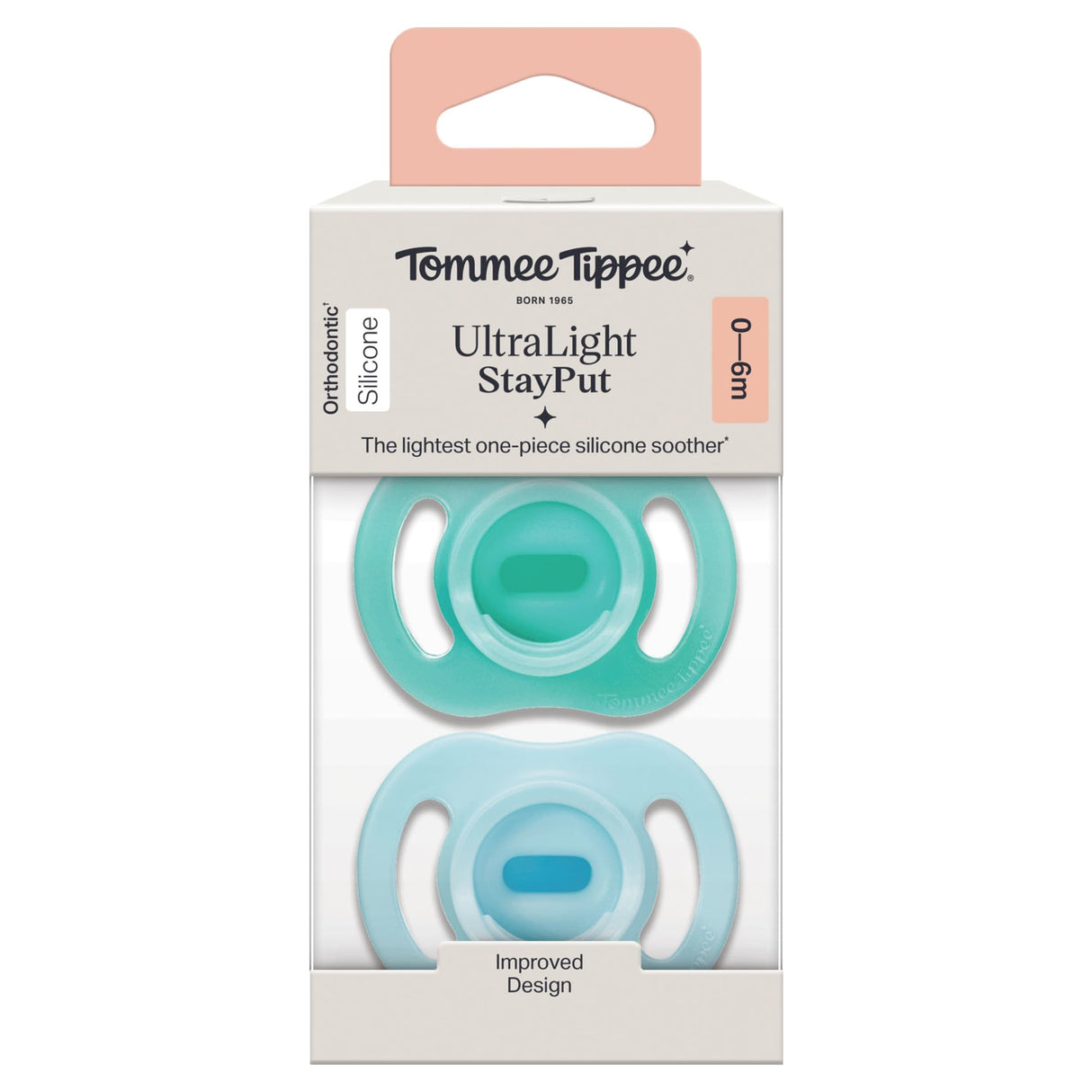 Tommee Tippee Ultra Light Stay Put Soothers x 2 0-6 Months