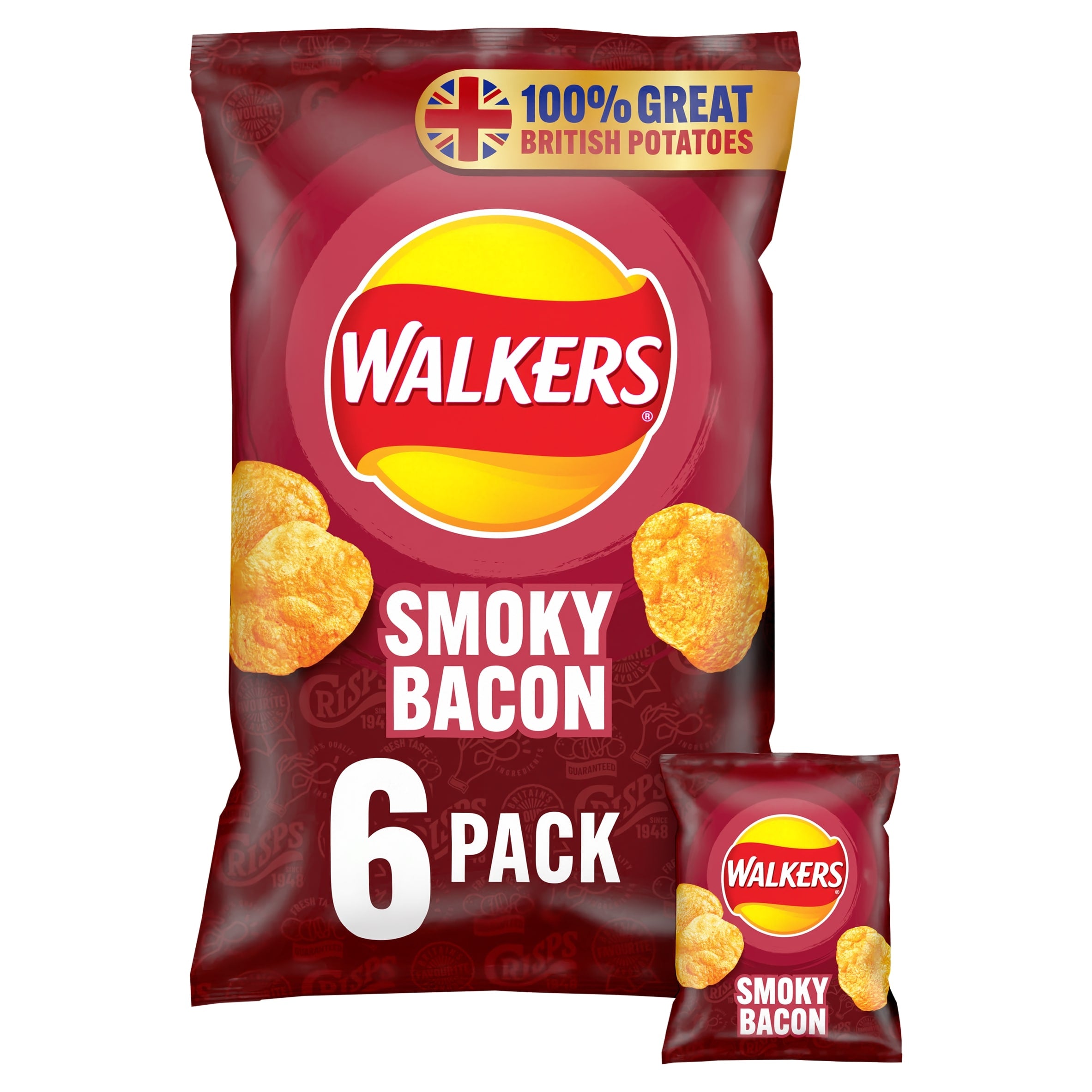 Walkers Smokey Bacon Multi-Pack Crisps 6 x 25 g
