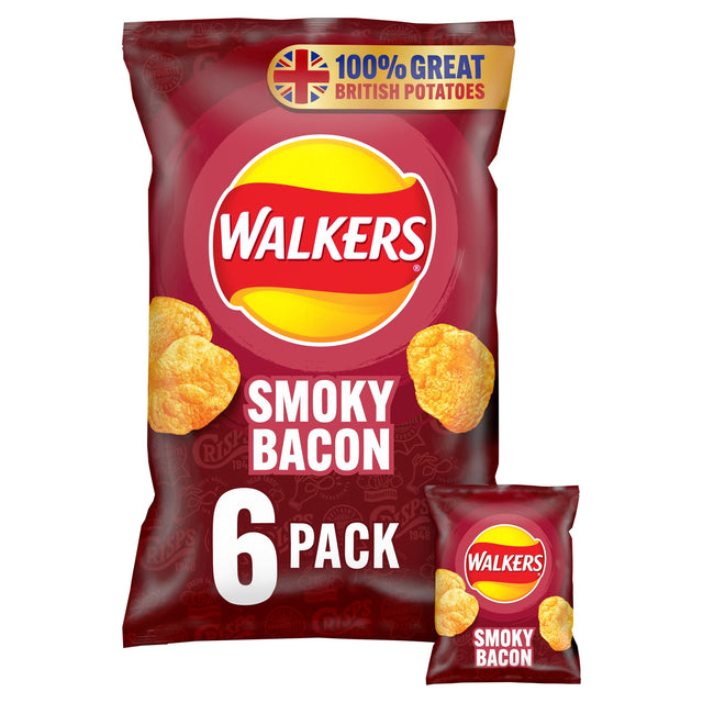 Walkers Smokey Bacon Multi-Pack Crisps 6 x 25 g