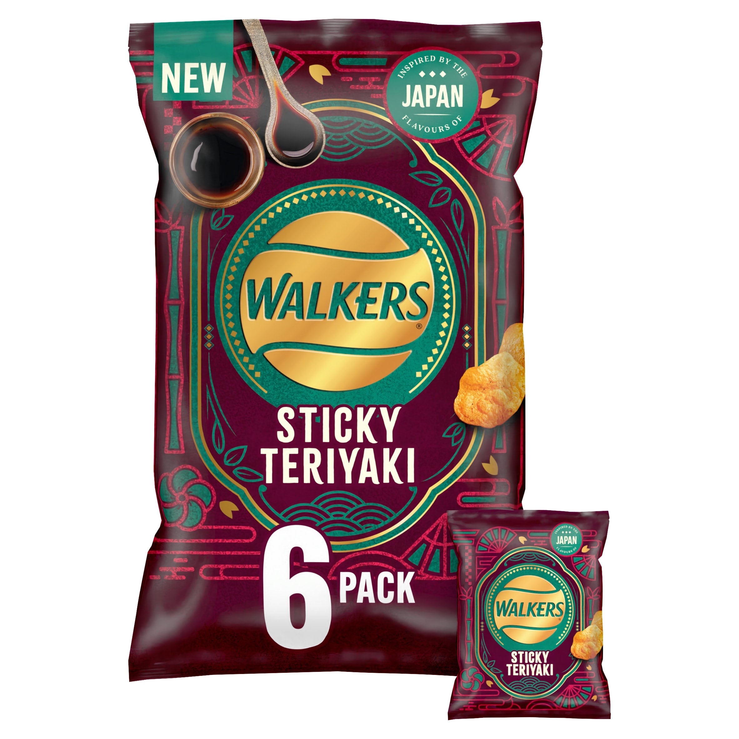 Walkers Sticky Teriyaki Multi-Pack Crisps 6 x 25 g
