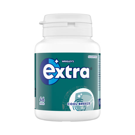 Wrigley's Extra Cool Breeze Flavour Sugar-Free Chewing Gum Bottle 46 Pieces 64 g