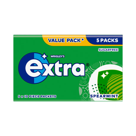 Wrigley's Extra Spearmint Sugar-Free Chewing Gum 5 x 10 Pieces 70 g
