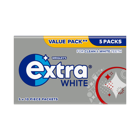 Wrigley's Extra White Sugar-Free Chewing Gum 5 x 10 Pieces 70 g