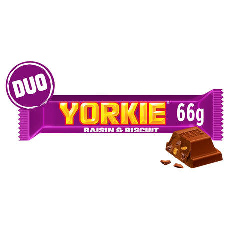 Yorkie Raisin & Biscuit Duo Chocolate Bar 66 g