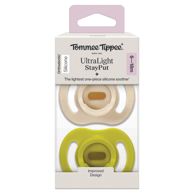 Tommee Tippee Ultra Light Stay Put Soothers x 2 6-18 Months