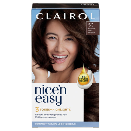 Clairol Nice'N Easy Creme Permanent Hair Dye 5C Medium Cool Brown