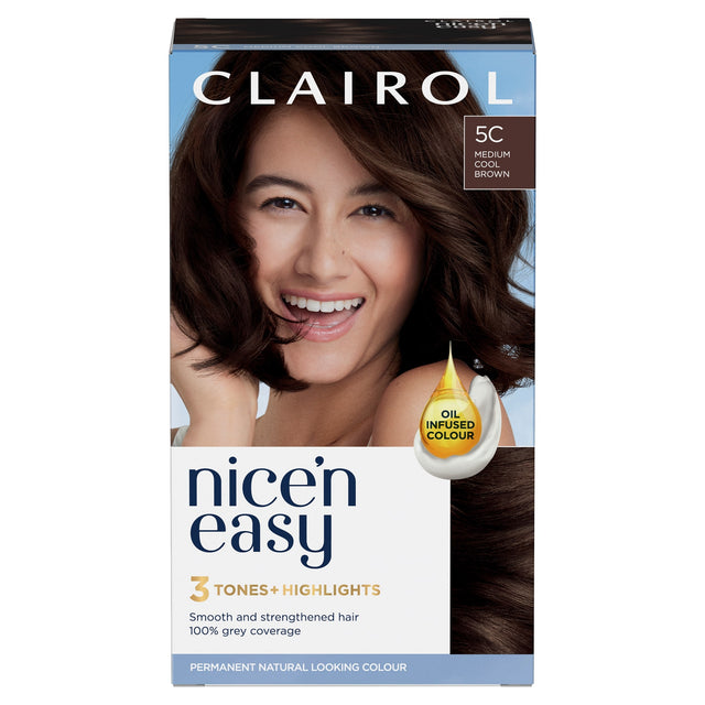 Clairol Nice'N Easy Creme Permanent Hair Dye 5C Medium Cool Brown