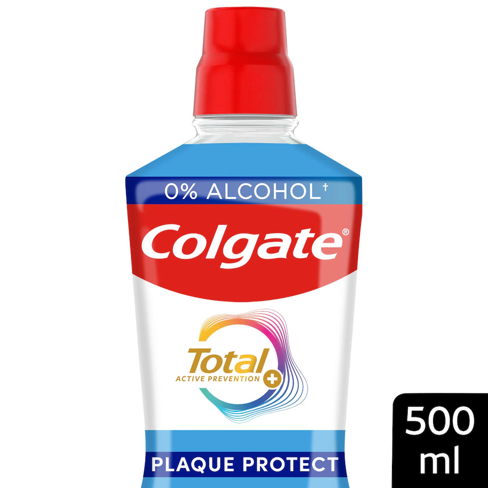 Colgate Total Active Prevention+ Plaque Protect Peppermint Mouthwash Alcohol Free 500 ml