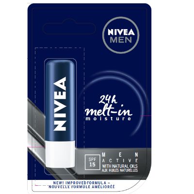 Nivea Lip Care Men Active With Natural Oil 24 Hour Melt-In Moisture SPF 15 5.5 ml