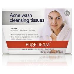 Purederm Acne Wash Cleansing Tissues x30