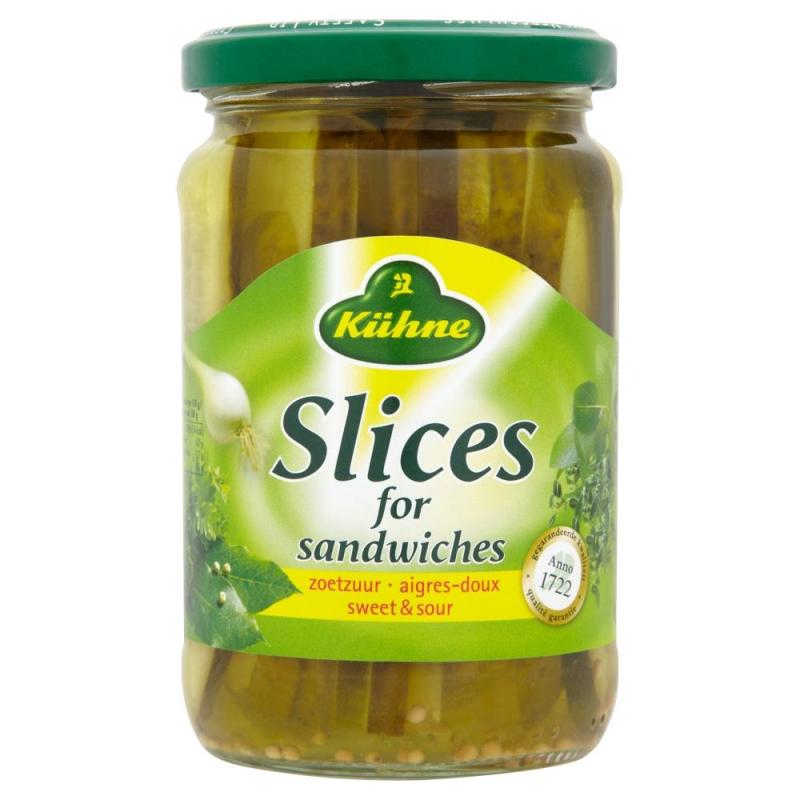 Kiihne Gherkin Slices For Sandwiches Sweet & Sour 330 g