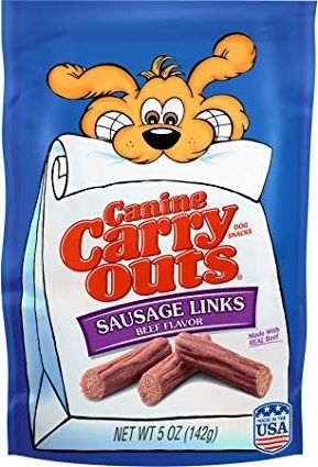 Canine Carry Outs Dog Snacks Sausage Links Beef Flavour 142 g
