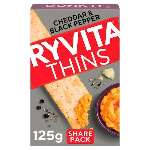 Ryvita Thins Cheddar & Black Pepper 125 g