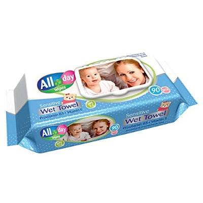 All Day Sensitive Baby Wet Towel Blue x90 Supermart.ng