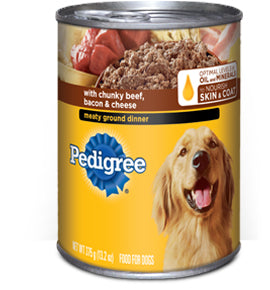 Pedigree Meaty Ground Dinner With Chunky Beef Bacon & Cheese 375 g