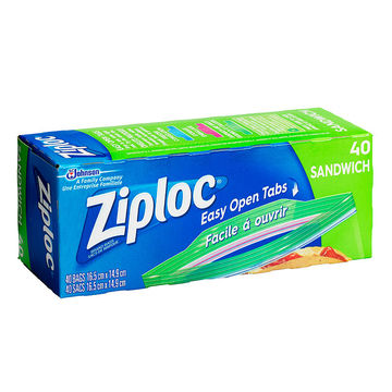 Ziploc Easy Open Tabs Sandwich Bags 16.5 x 14.9 cm x40