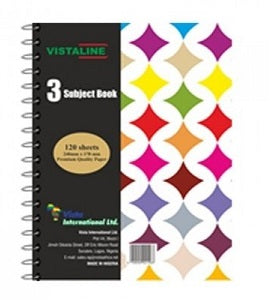 Vistaline 3 Subject Book 120 Sheets