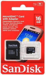 SanDisk Micro SD Card With Adapter 16 GB