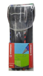 Stabilo Fine Assorted Coloured Pen Black x4