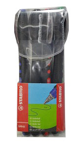 Stabilo Fine Assorted Coloured Pen Black x4