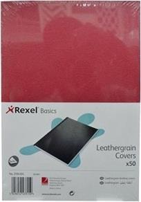 Rexel Basics Leather Grain Cover A4 Red x50