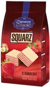 Signature Snacks Squarz Wafers Strawberry 100 g