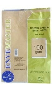 FAE Enve Master Brown Manila Envelopes 12 x 10 Inches x25