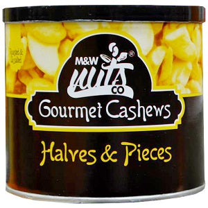 M & W Gourmet Cashew Halves & Pieces Roasted & Unsalted Tin 250 g