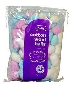 Pretty Cotton Wool Ball Coloured x100