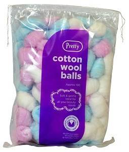 Pretty Cotton Wool Balls Coloured x100