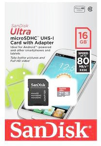 SanDisk Ultra Micro SD Card With Adapter 16 GB