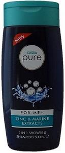 Cussons Pure 2 in 1 Shower & Shampoo For Men Zinc & Marine Extracts 500 ml