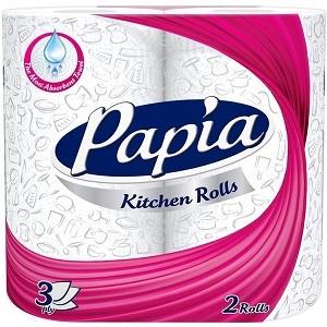 Papia Strong & Absorbent Kitchen Roll 3 Ply 2 Rolls