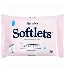 Softlets Gentle Toilet Tissue Wipes Sensitive x42