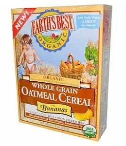Earth's Best Organic Whole Grain Oatmeal Cereal With Bananas 227 g