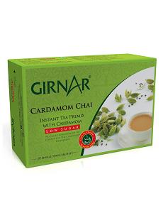 Girnar Cardamom Chai Instant Tea Pre-Mix Low Sugar 80 g x10