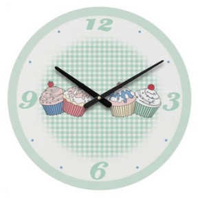 Premier Wall Clock MDF Green Cupcake 34 cm