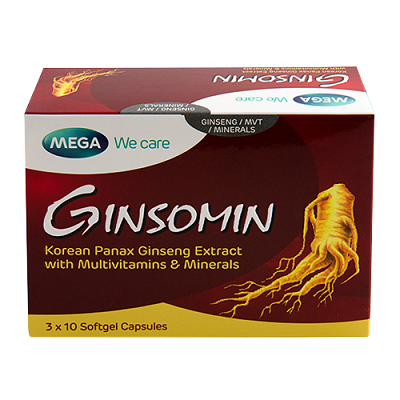 Ginsomin Korean Panax Ginseng Extract 30 Soft Gel Capsules