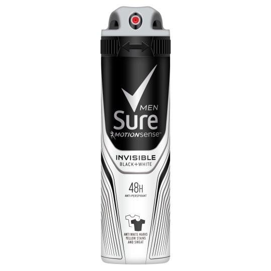 Sure Anti-Perspirant Deodorant Spray Men Invisible Black & White 150 ml