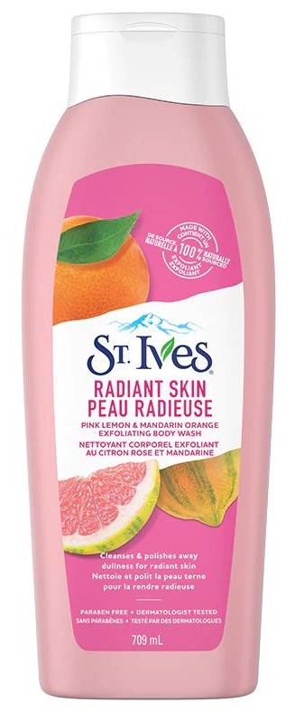 St. Ives Body Wash Exfoliating Radiant Skin Pink Lemon & Mandarin Orange 709 ml