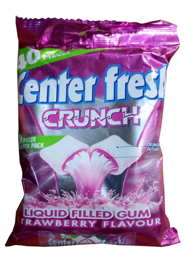 Center Fresh Liquid Filled Chewing Gum Crunch Strawbberry 176 g x40